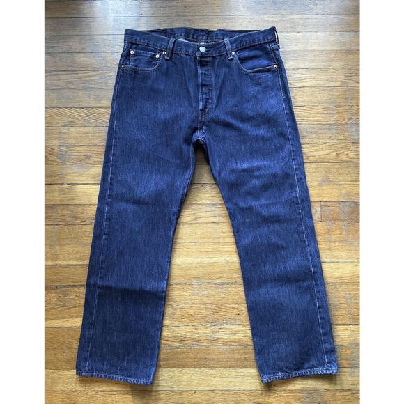 LEVI’S 501 Button-Fly Straight Leg Dark Wash Jeans sz 36x30 (Actual 36x29) - Picture 1 of 13